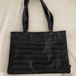 Magaschoni small navy/black crocodile tote